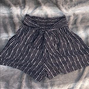Blue and white striped shorts